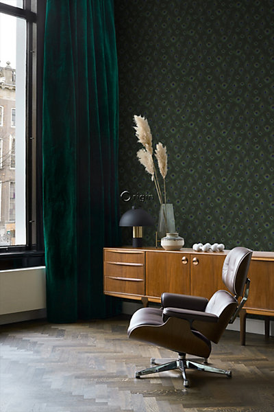 Origin Wallcoverings papier peint plumes de paon vert mousse 53 cm x 10.05 m