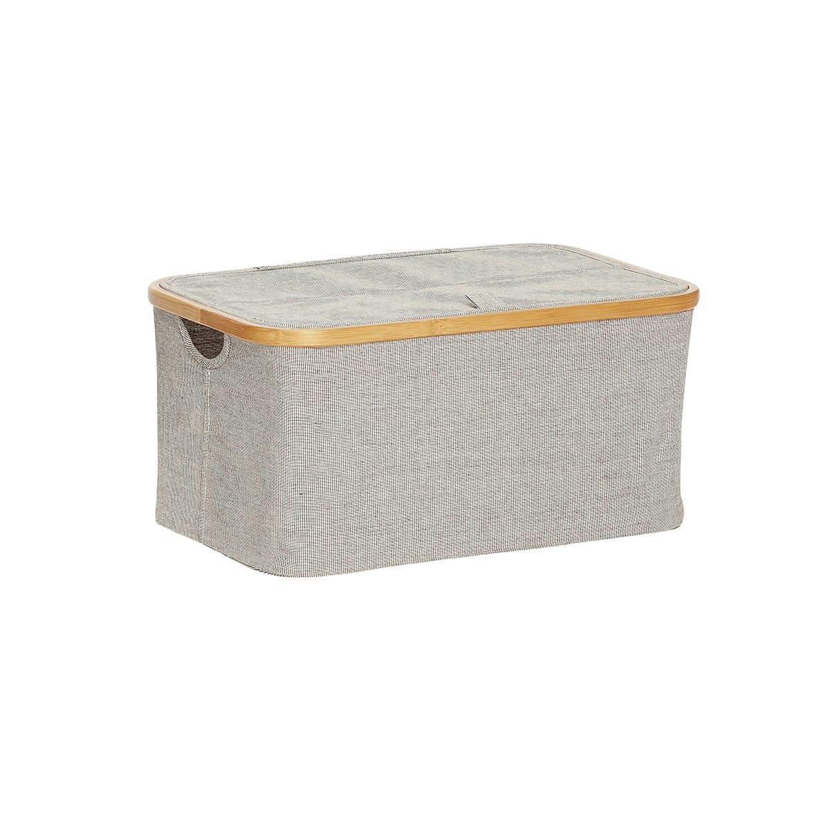 EASE - Boîte de rangement avec couvercle en tissu gris et bambou L45