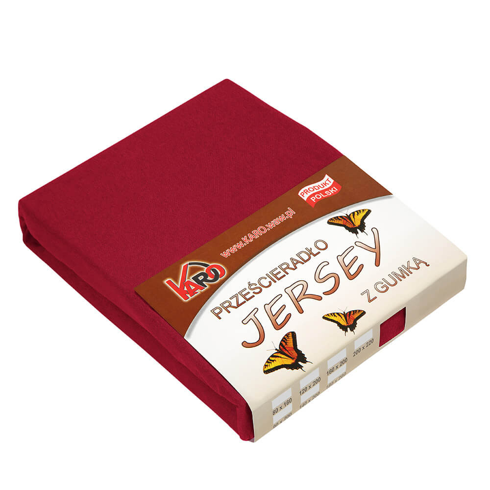 Prześcieradło jersey z gumką 220x240 bordowe 026 KARO