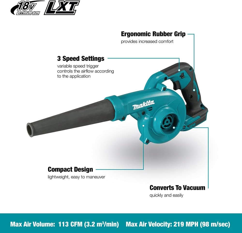 Makita DUB185Z Cordless Handheld Leaf Blower Powered by 18V LXT Li-Ion Battery