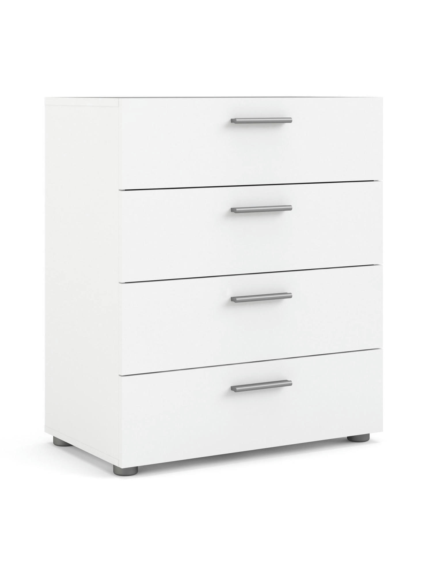 - Commode 4 tiroirs effet bois blanc
