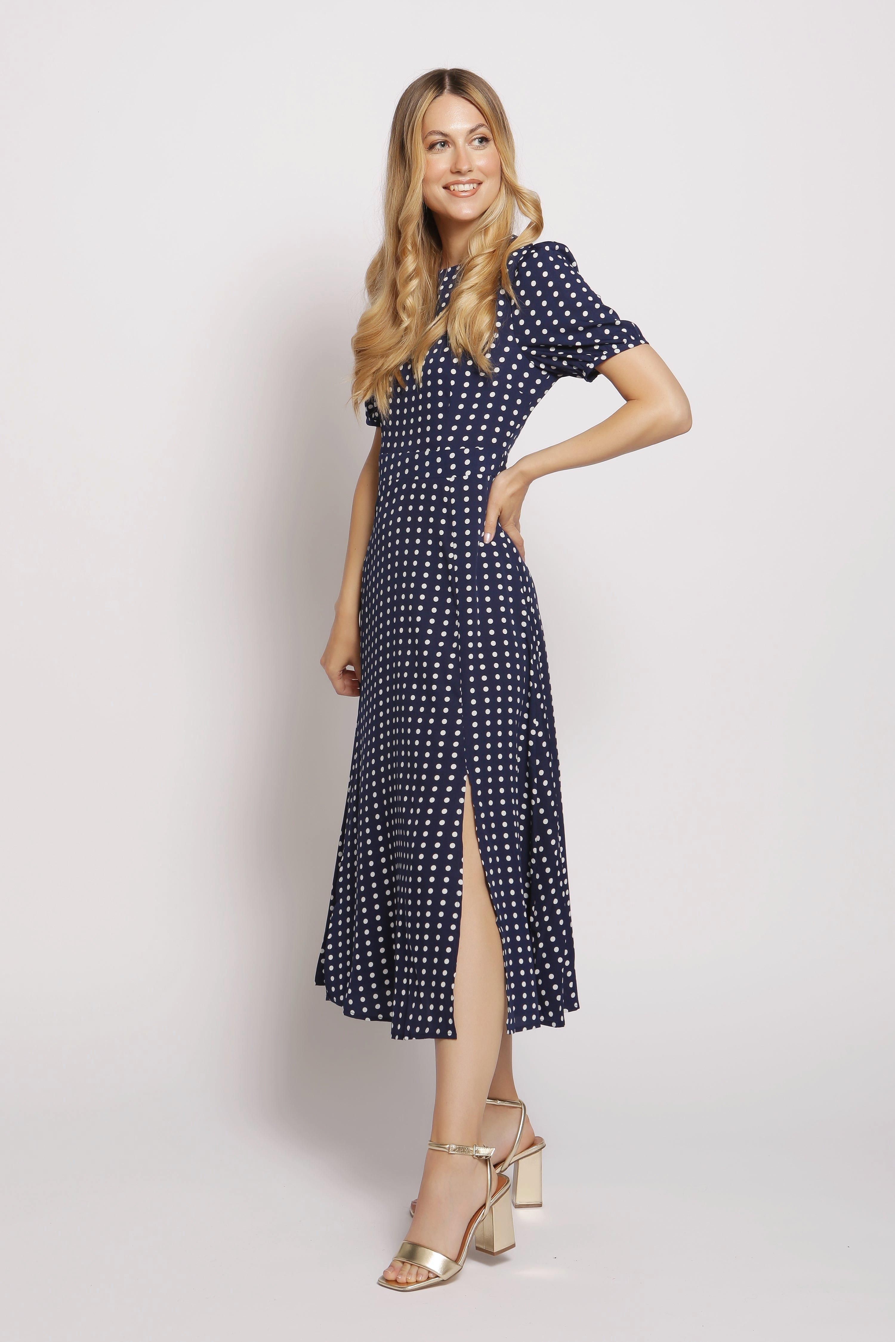 Cutie London Short Sleeve Maxi Dress In Polka Dot