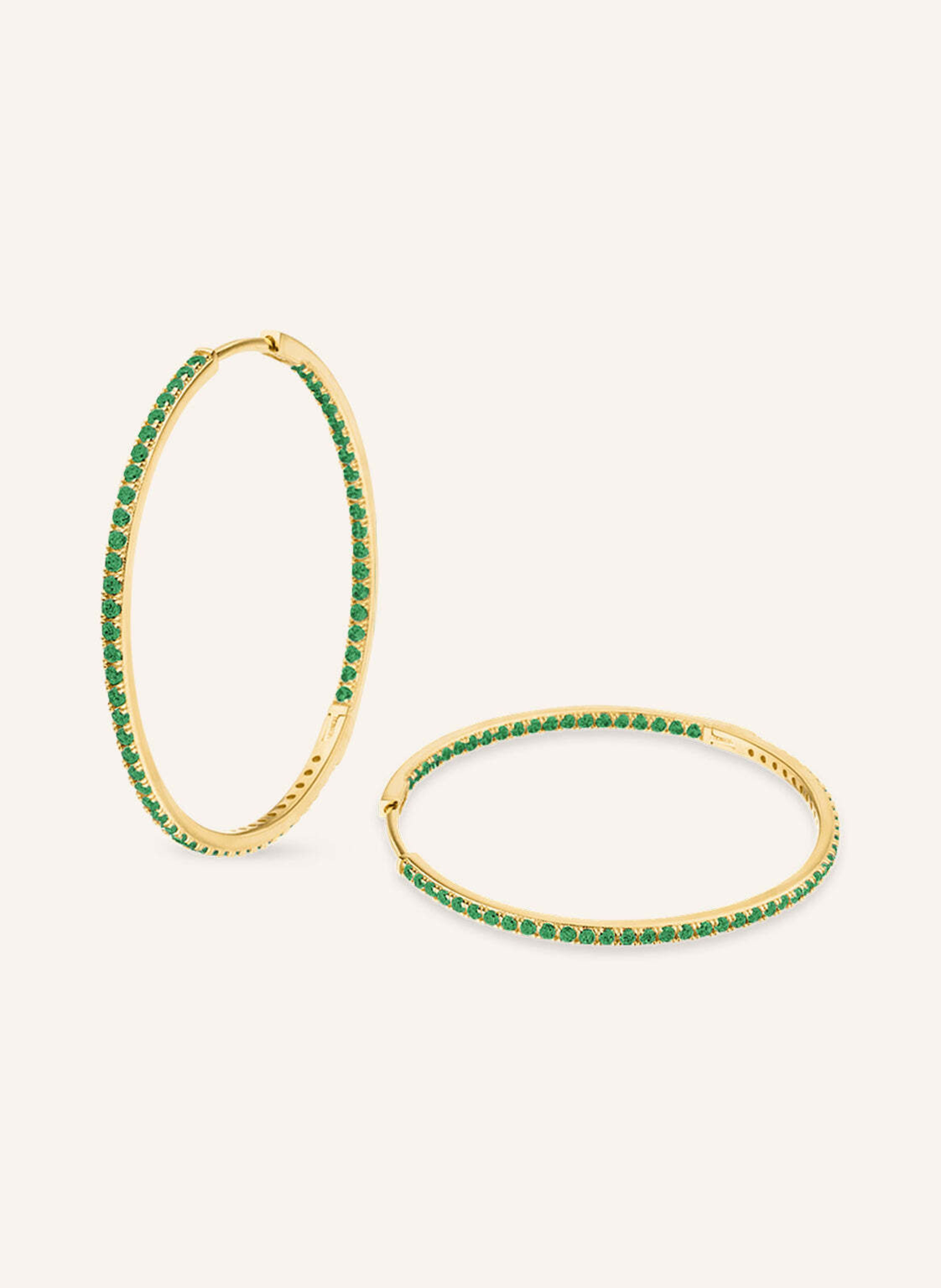 VEYNOU Creolen CLEO Big Smaragd aus 14 Karat Gelbgold und 1,60ct. Smaragden