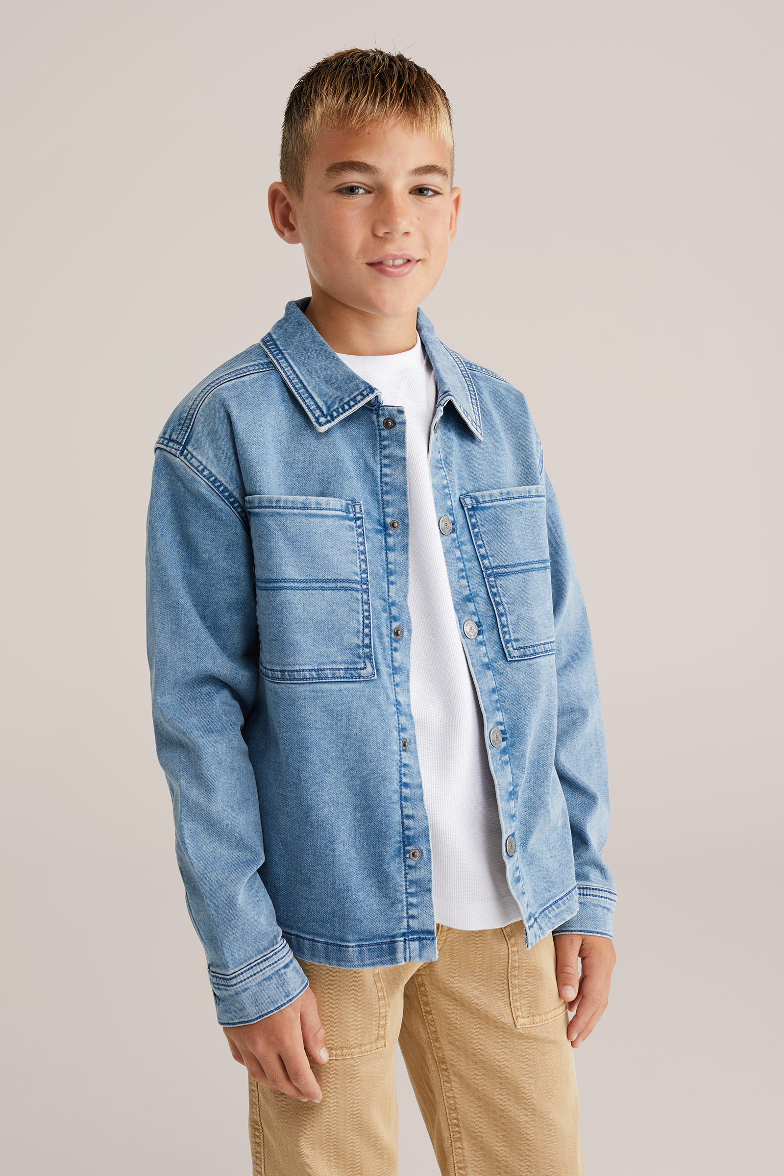 Jongens denim overshirt met stretch