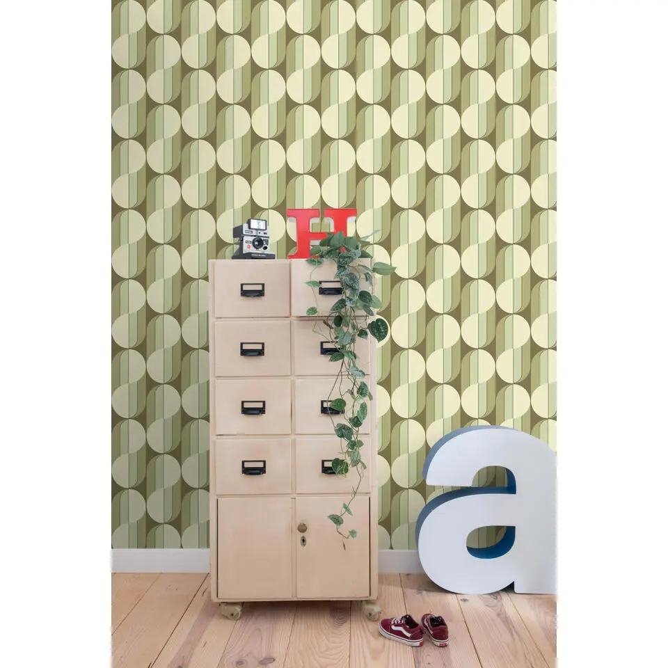 ESTAhome behang retro ornamenten groen - 50 x 900 cm