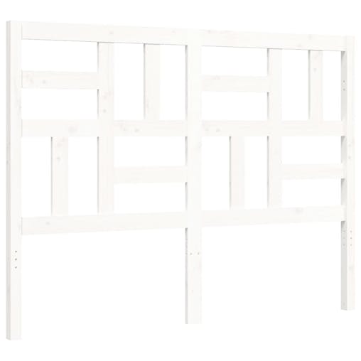 NNEVL Bed Frame with Headboard White 137x187 cm Double Solid Wood