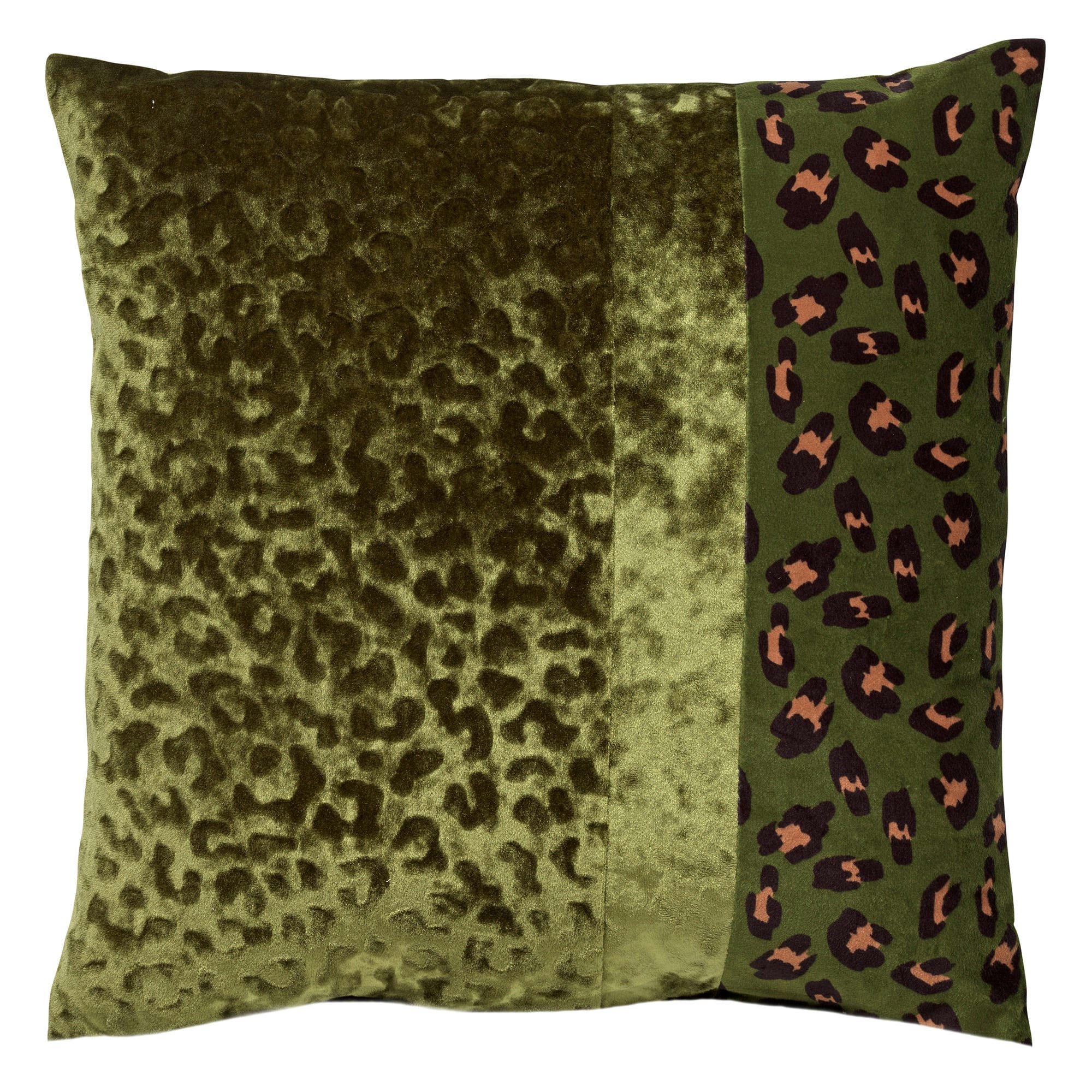 - Housse de coussin vert en velours-45x45 cm avec imprimé animalier
