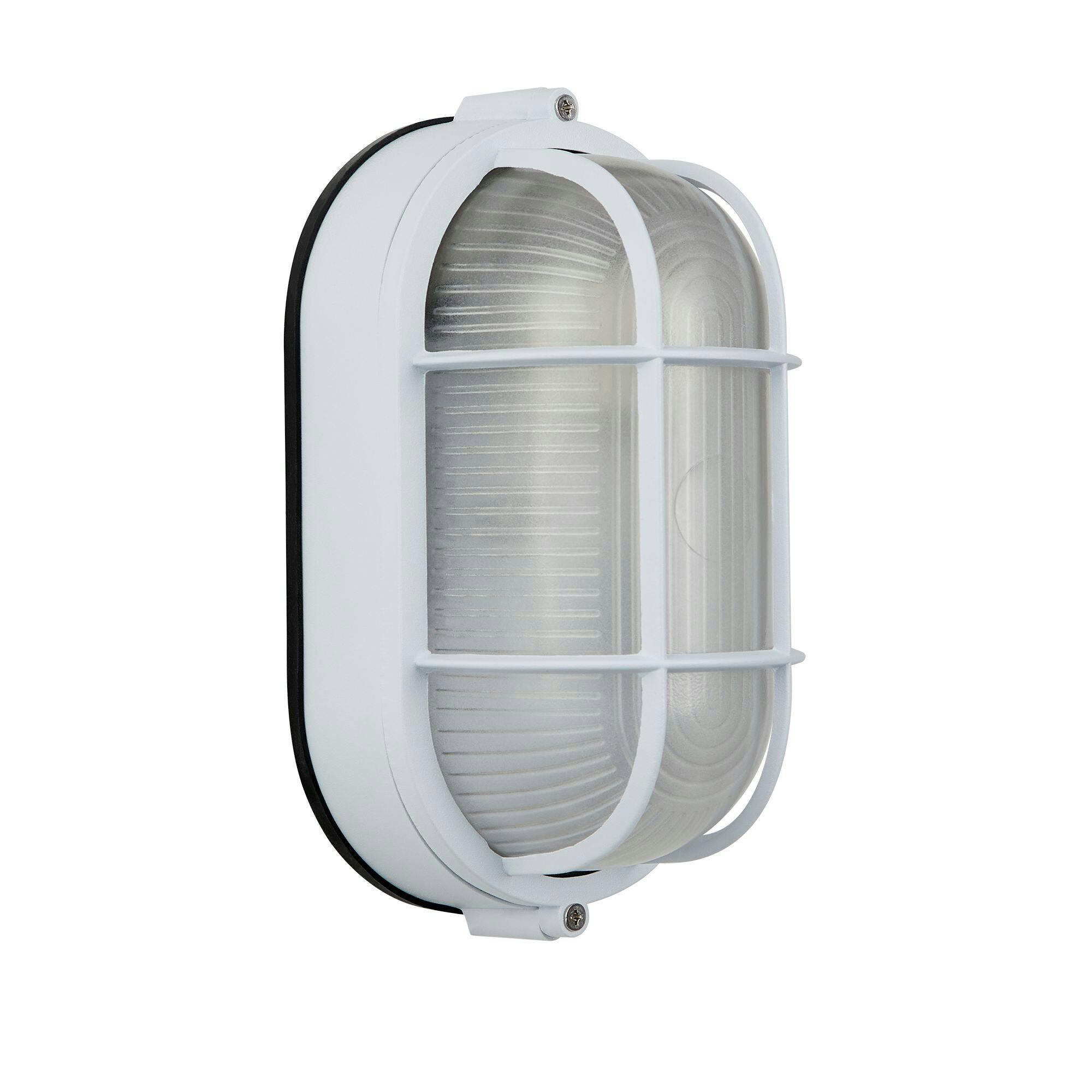 NOMA Marine Outdoor Frosted Ribbed Glass Wall Light, Weather-Resistant, White