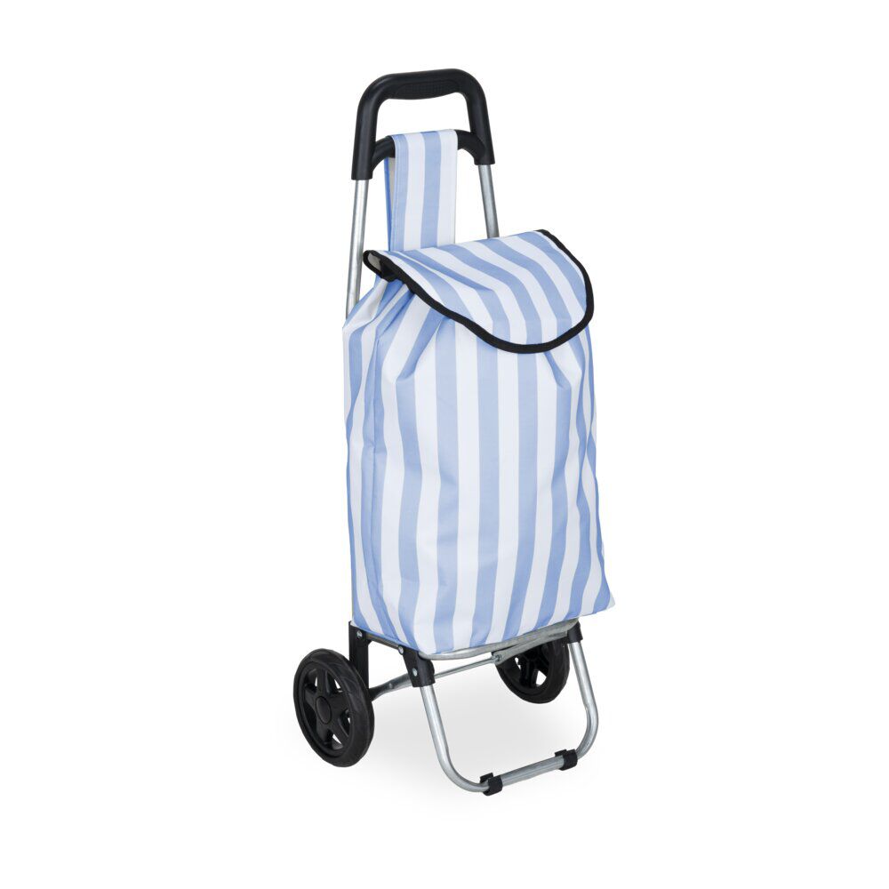 Chariot de course 25L rayures bayadères trolley avec 2 roulettes (2 modèles)