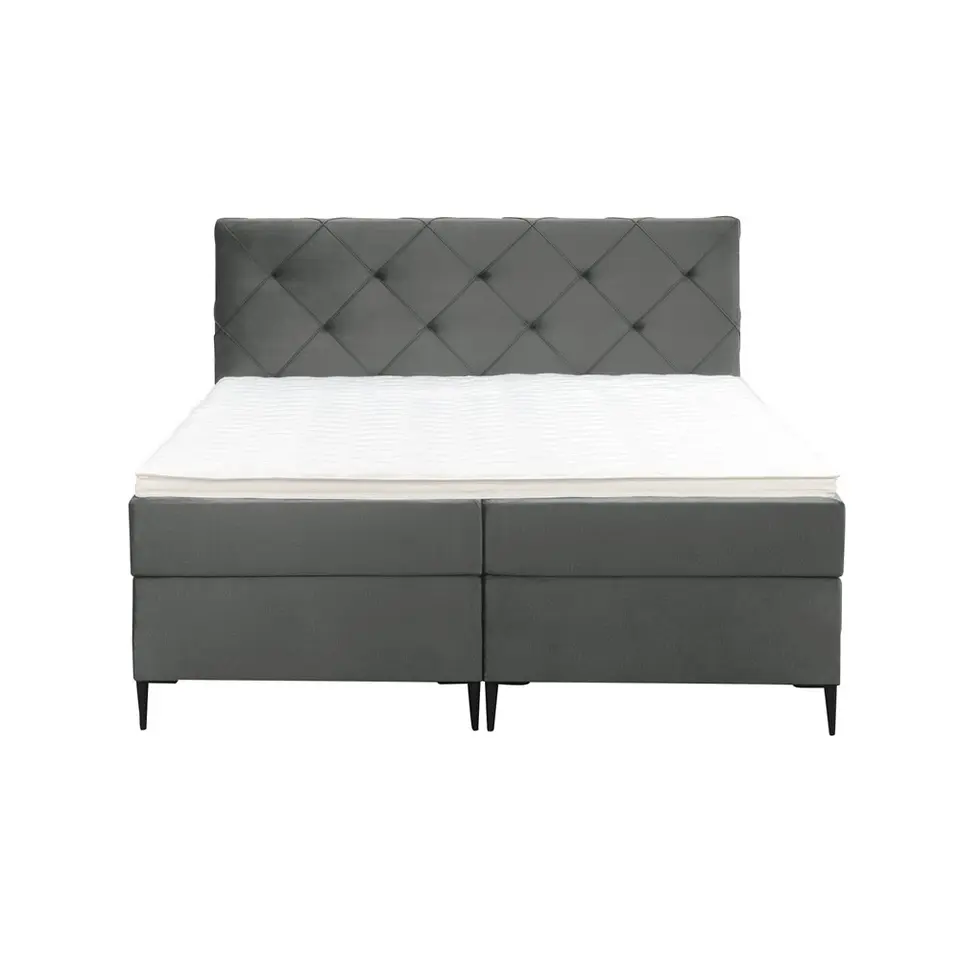 Boxspring Liv geruit - grijs - 180x200 cm - slanke poot