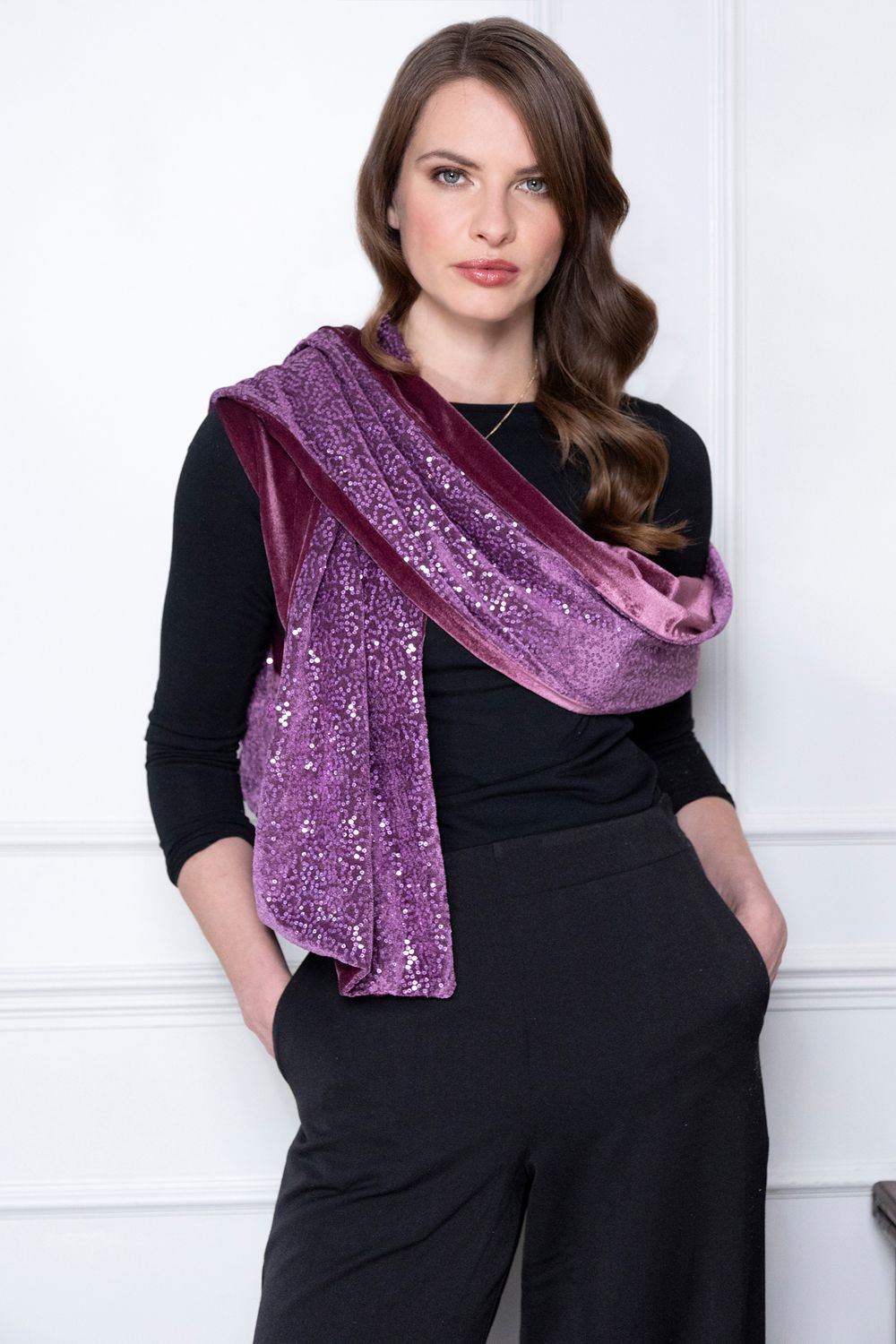 Hot Squash Velvet Sequin Scarf