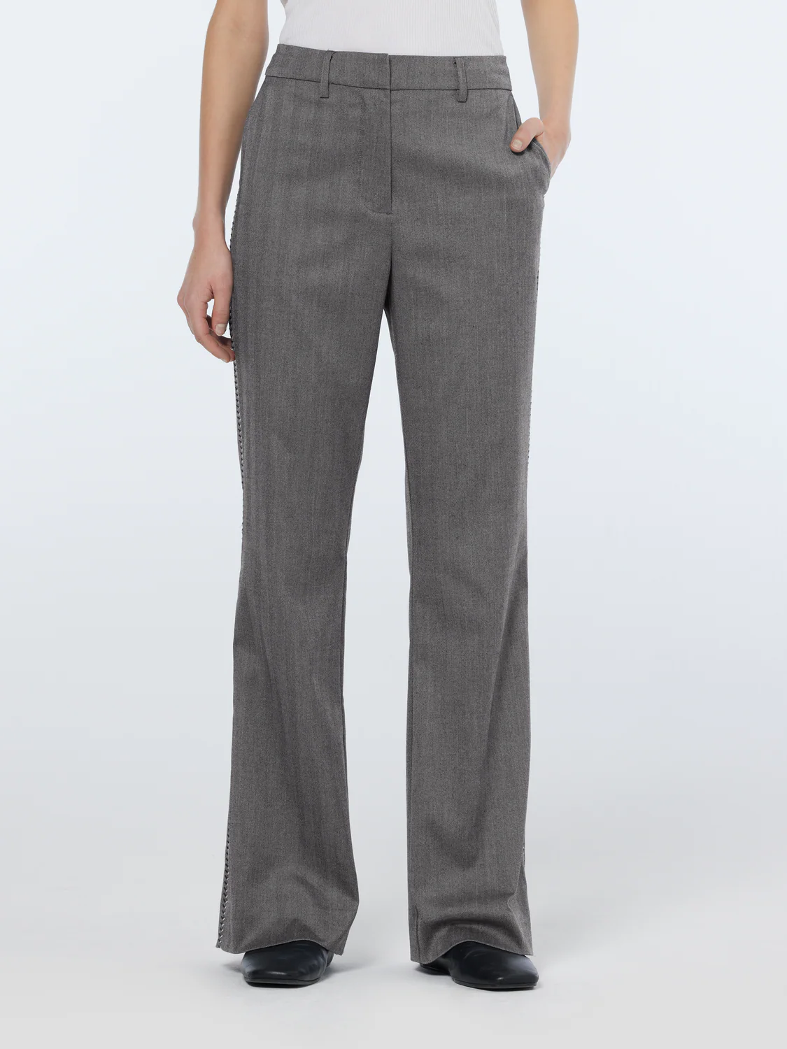 Violet Herringbone High Rise Flare Pant