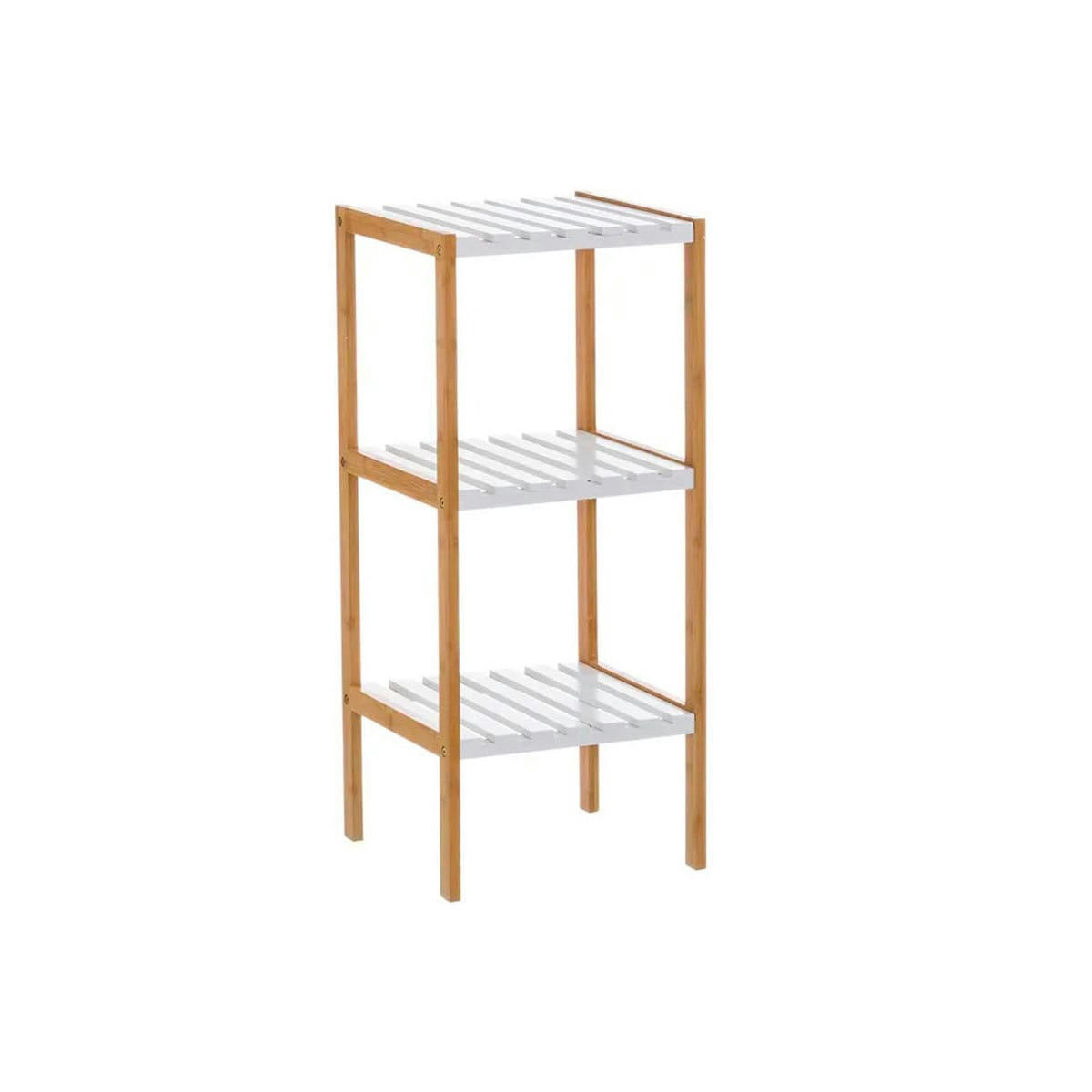 - Étagère salle de bain bambou blanc 3 étages - 34x33x80cm