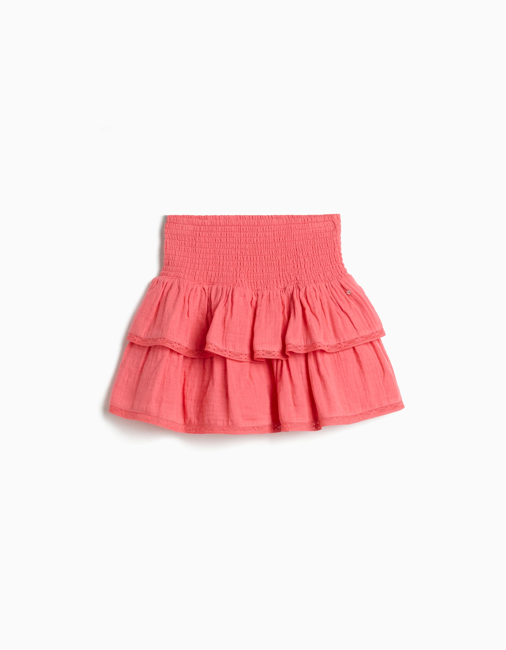 Saia com Folhos, Menina, Rosa Escuro