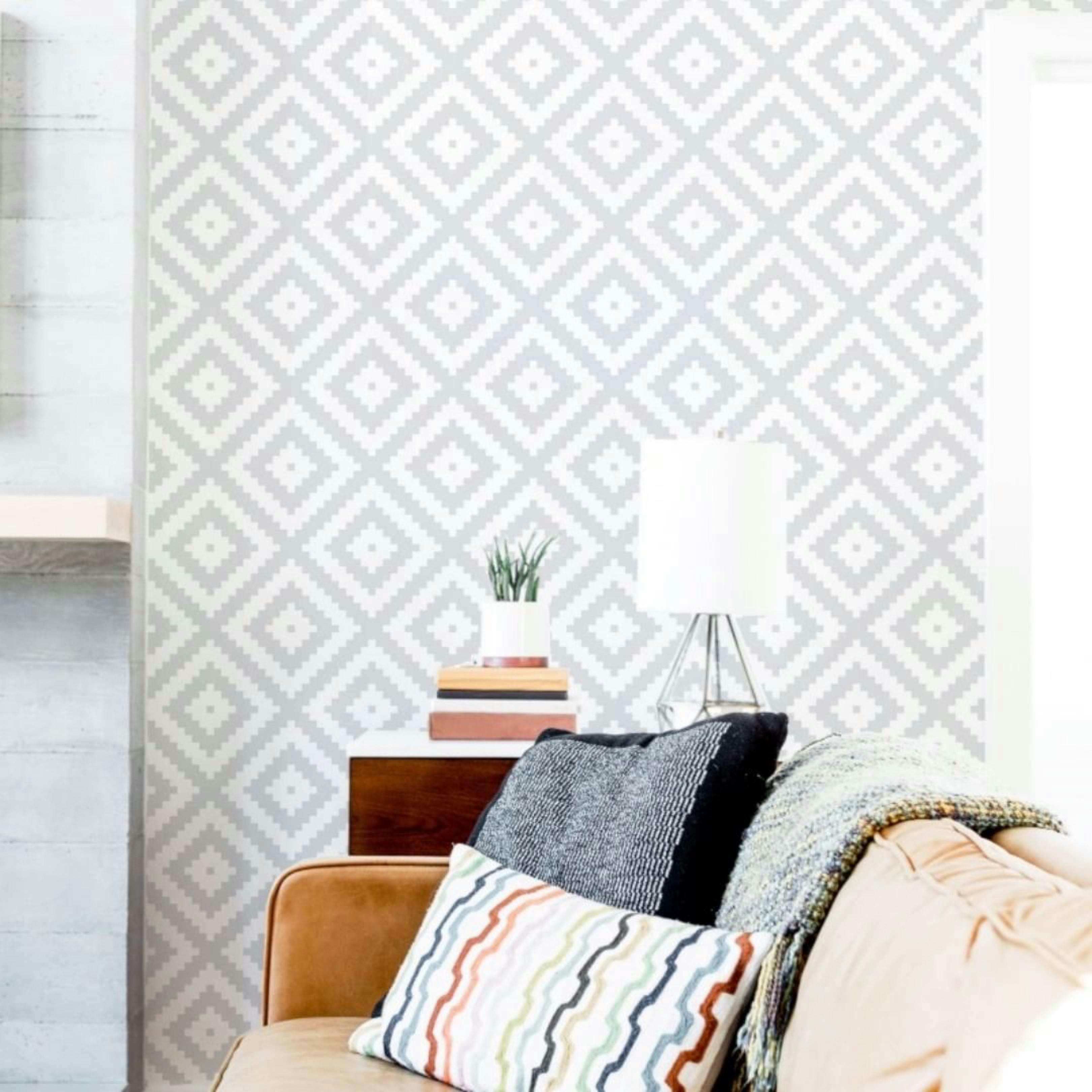 ETHNICCHIC - Papier peint vinyle adhésif ethnique chic gris cendré 50x300 cm