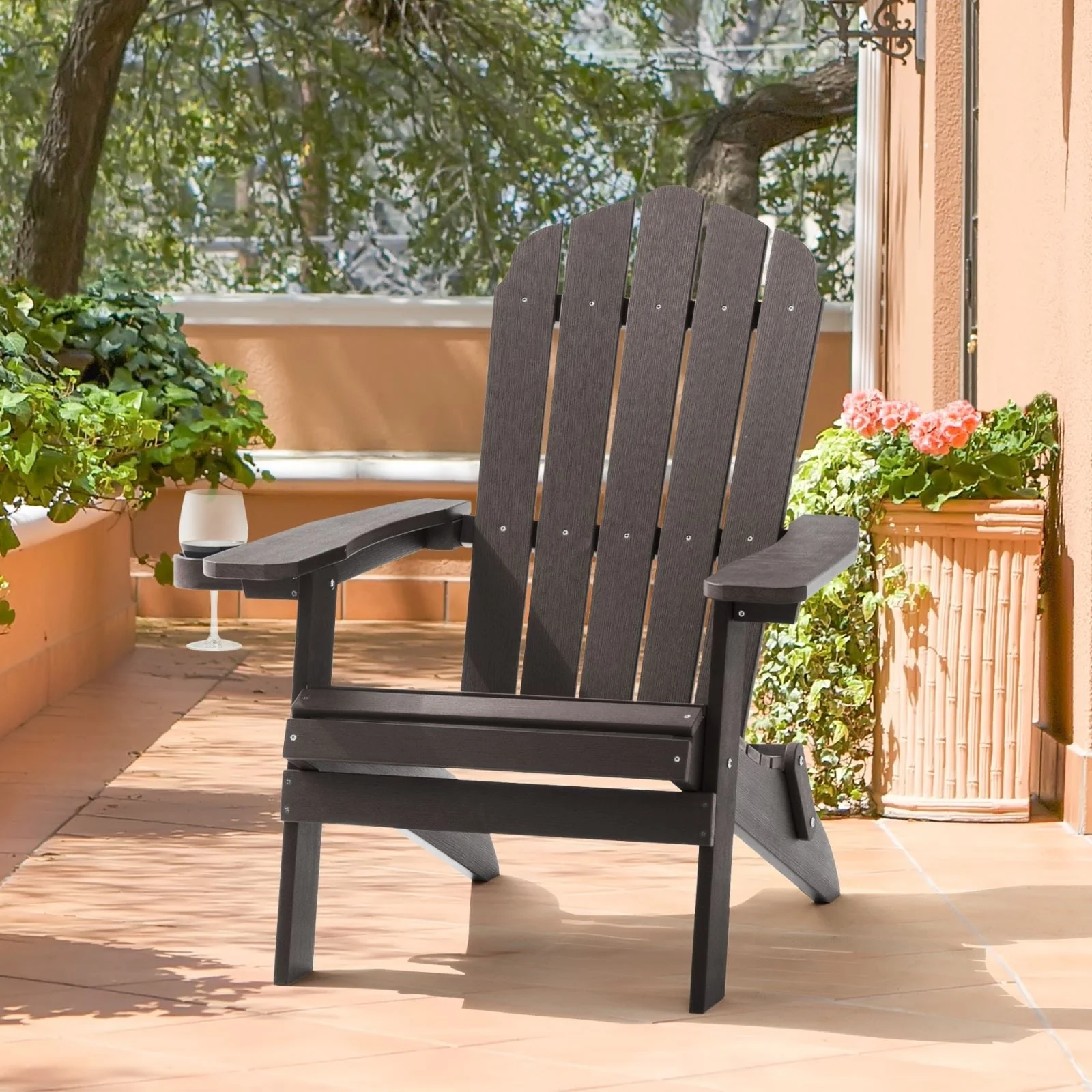 Bonosuki Folding Adirondack Chair Patio Outdoor Plastic Fire Pit Chair