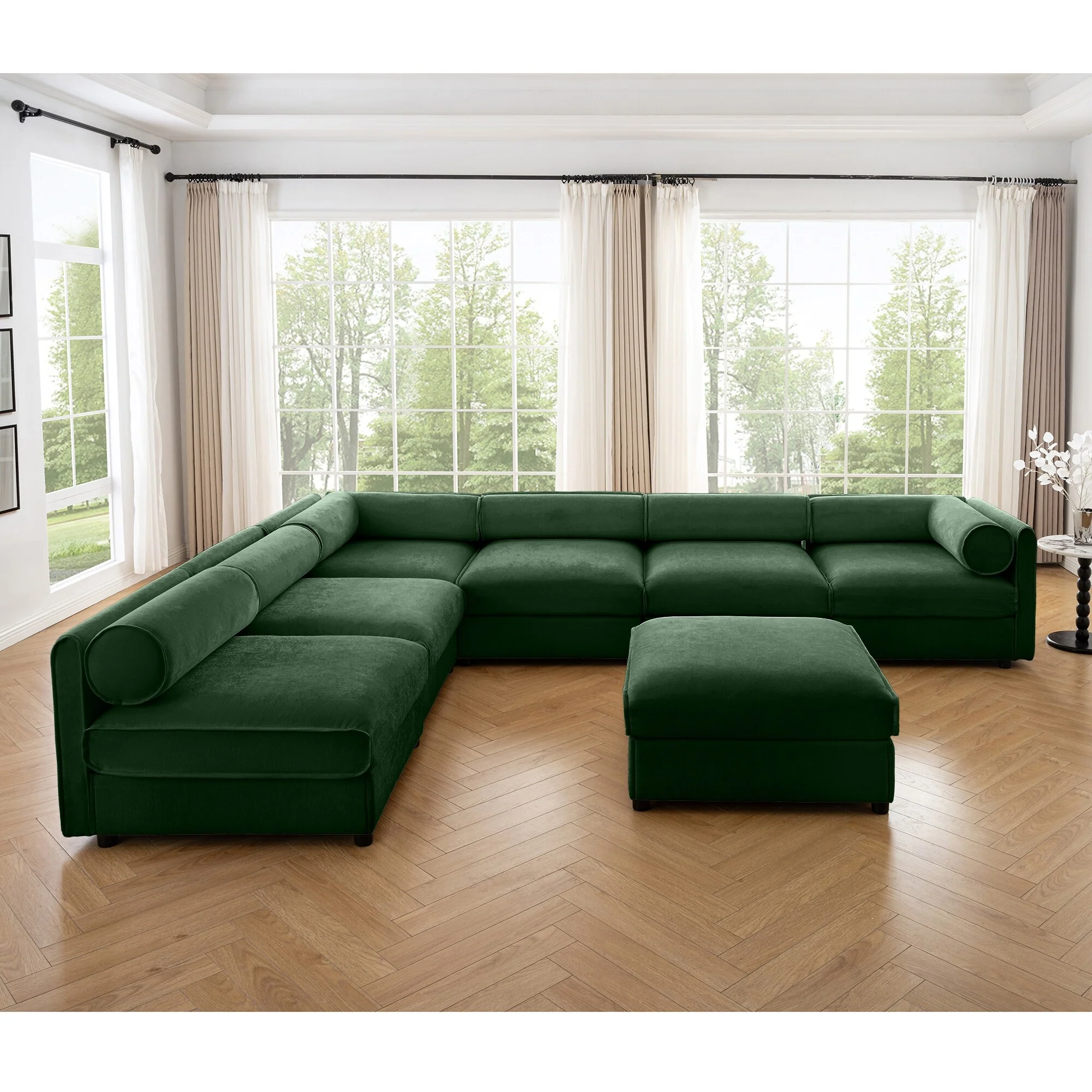 GDFStudio - Amaranthine 6-Seater Sofa With 1 Ottoman