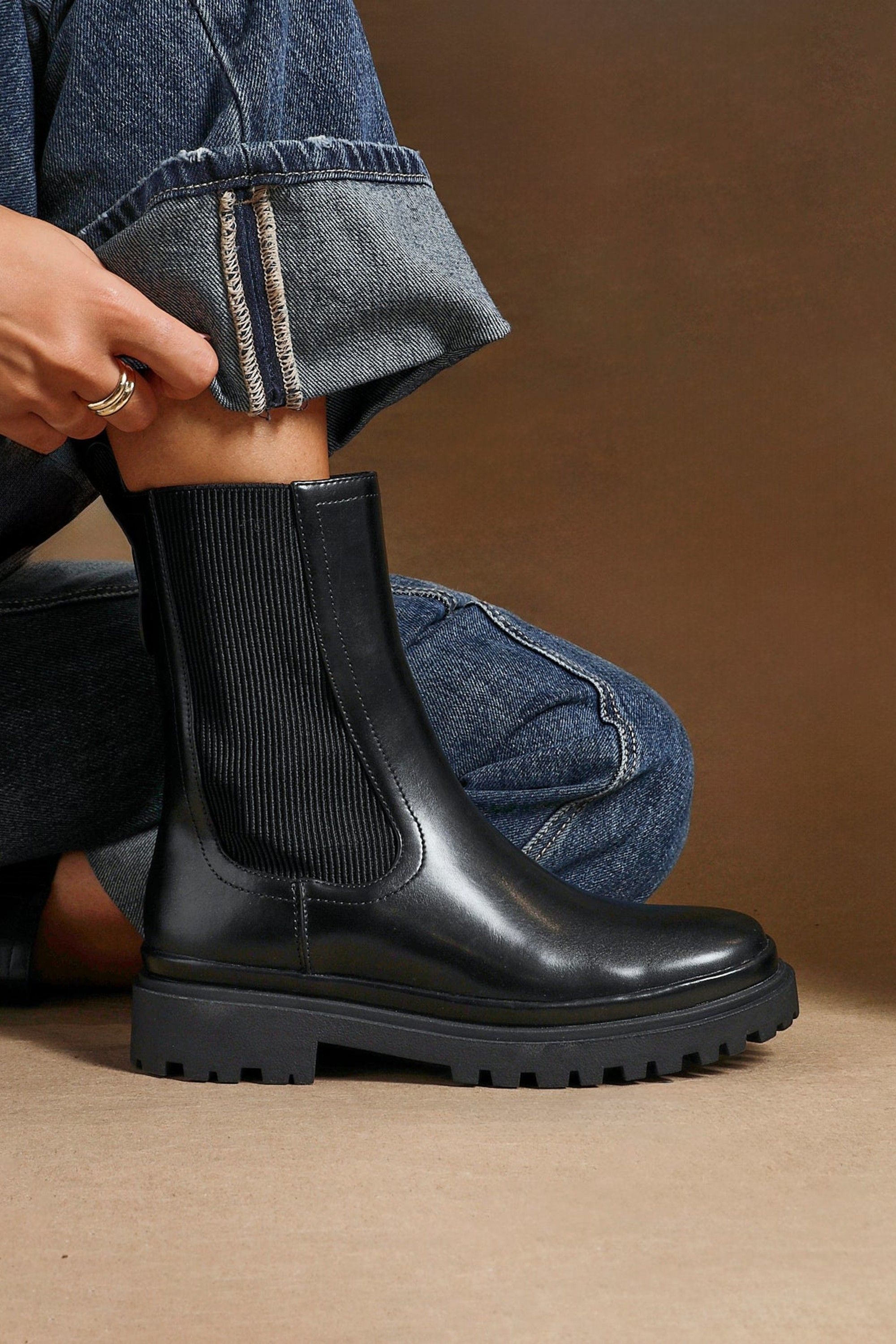 Linzi Command Black Chunky Chelsea Boots