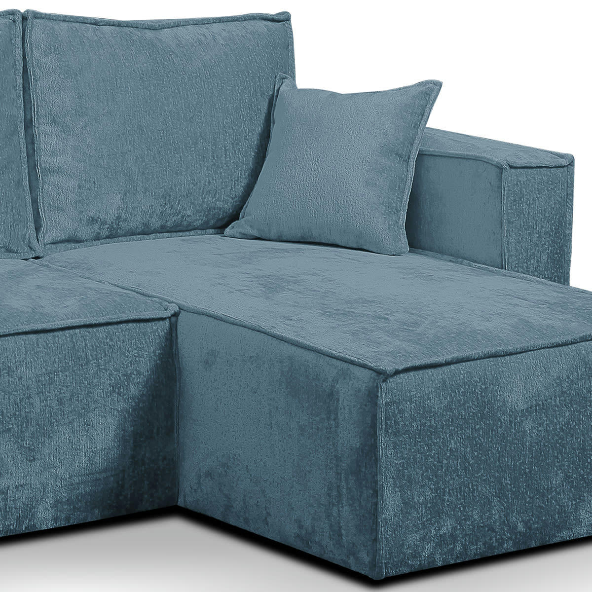 - Canapé d'angle réversible convertible 3 places coffre velours bleu