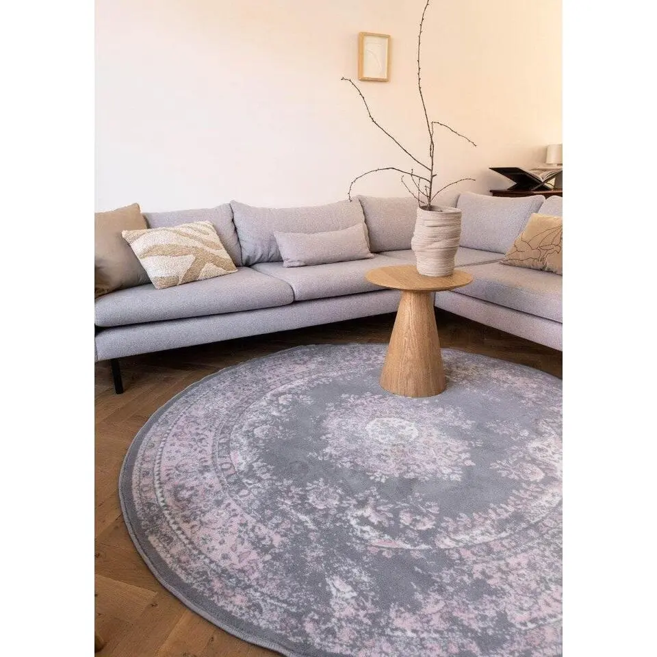 Interieur05 rond vloerkleed Keshan grijs - 190 x 190 cm