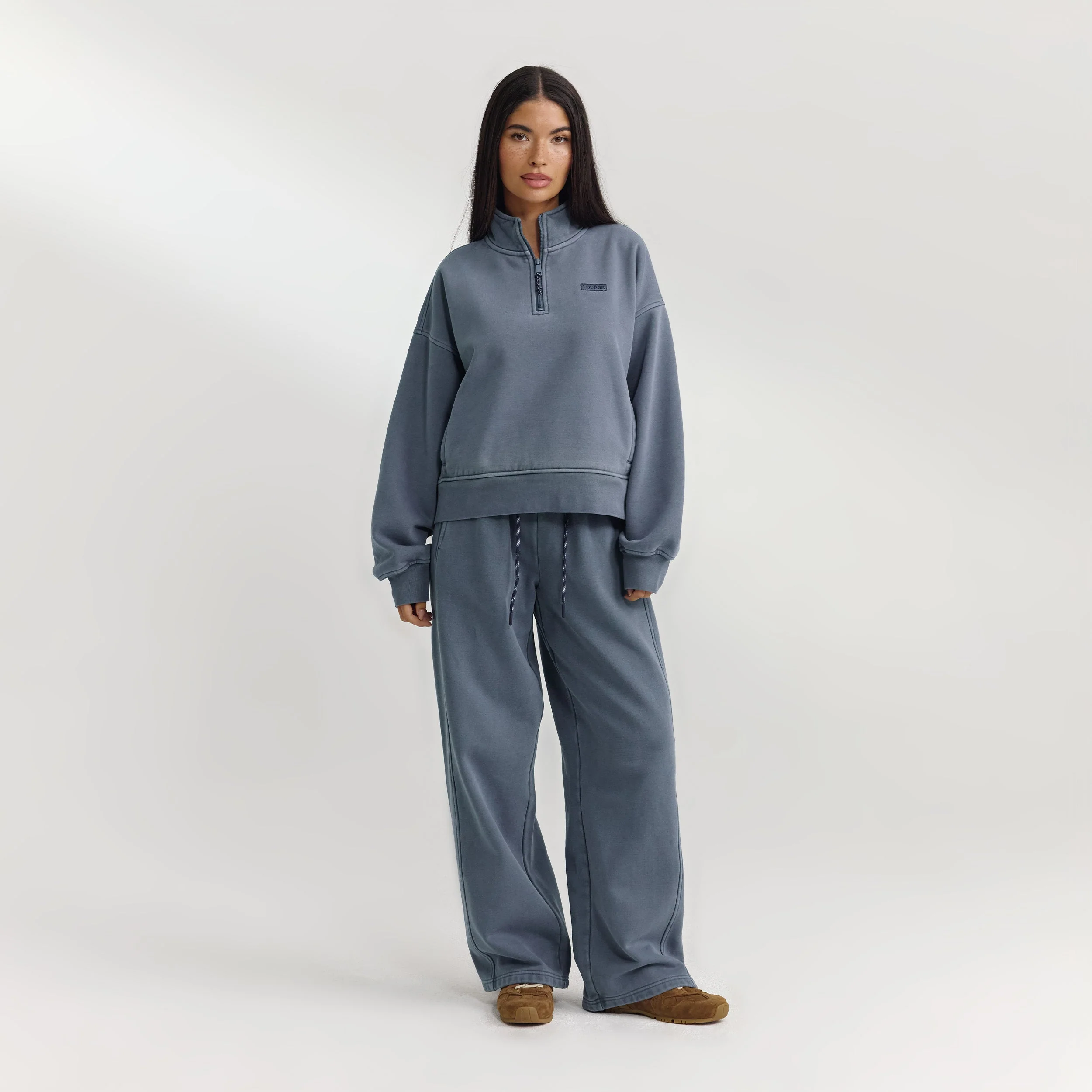 Quarter-Zip Jumper - Washed Blue
