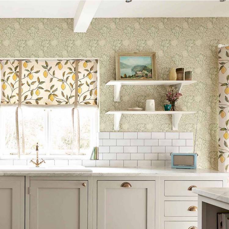Morris & Co. Apple and Leaves Green Floral Wallpaper