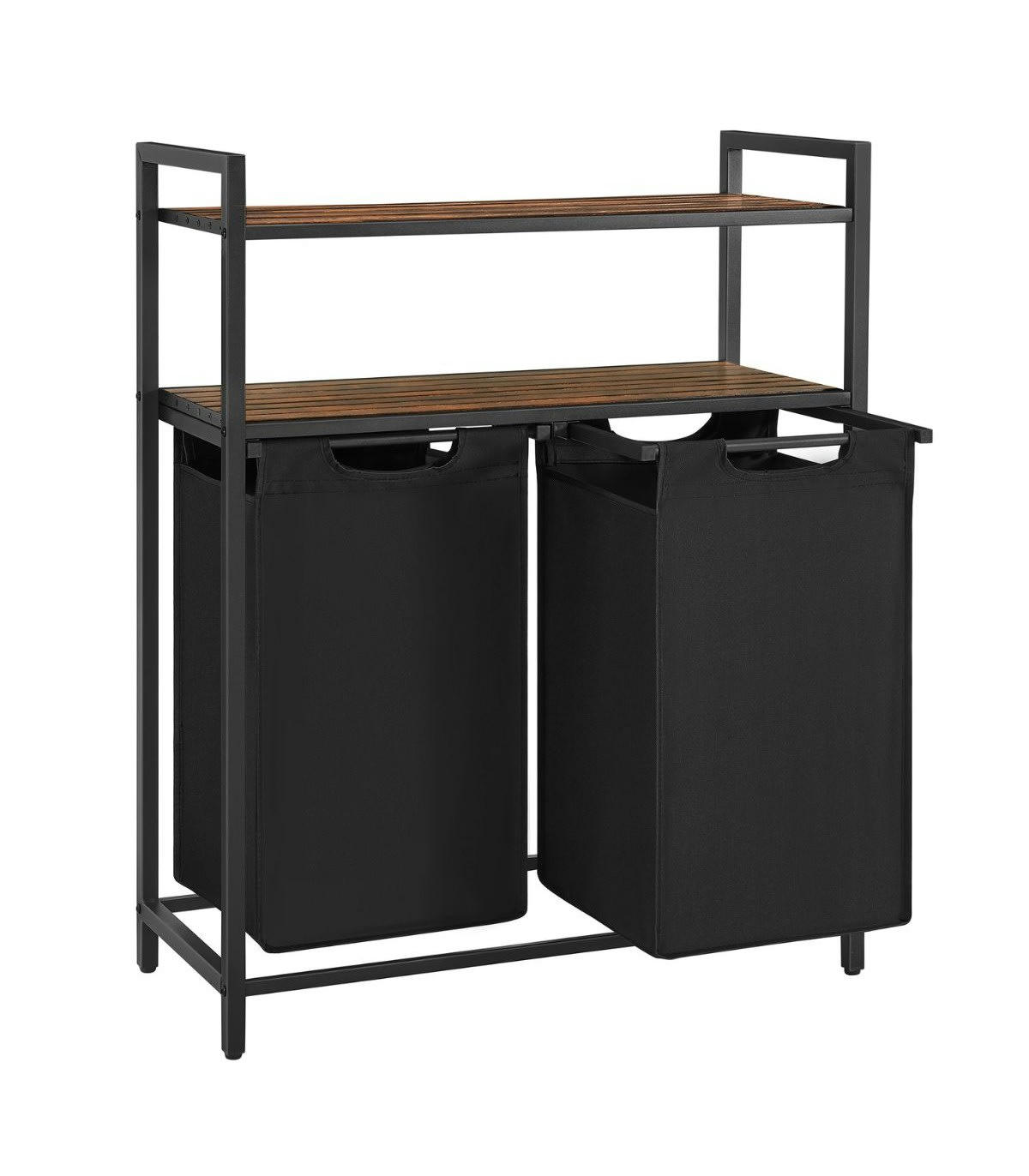 - Bac à linge avec 2 compartiments de 46L et 2 étagères