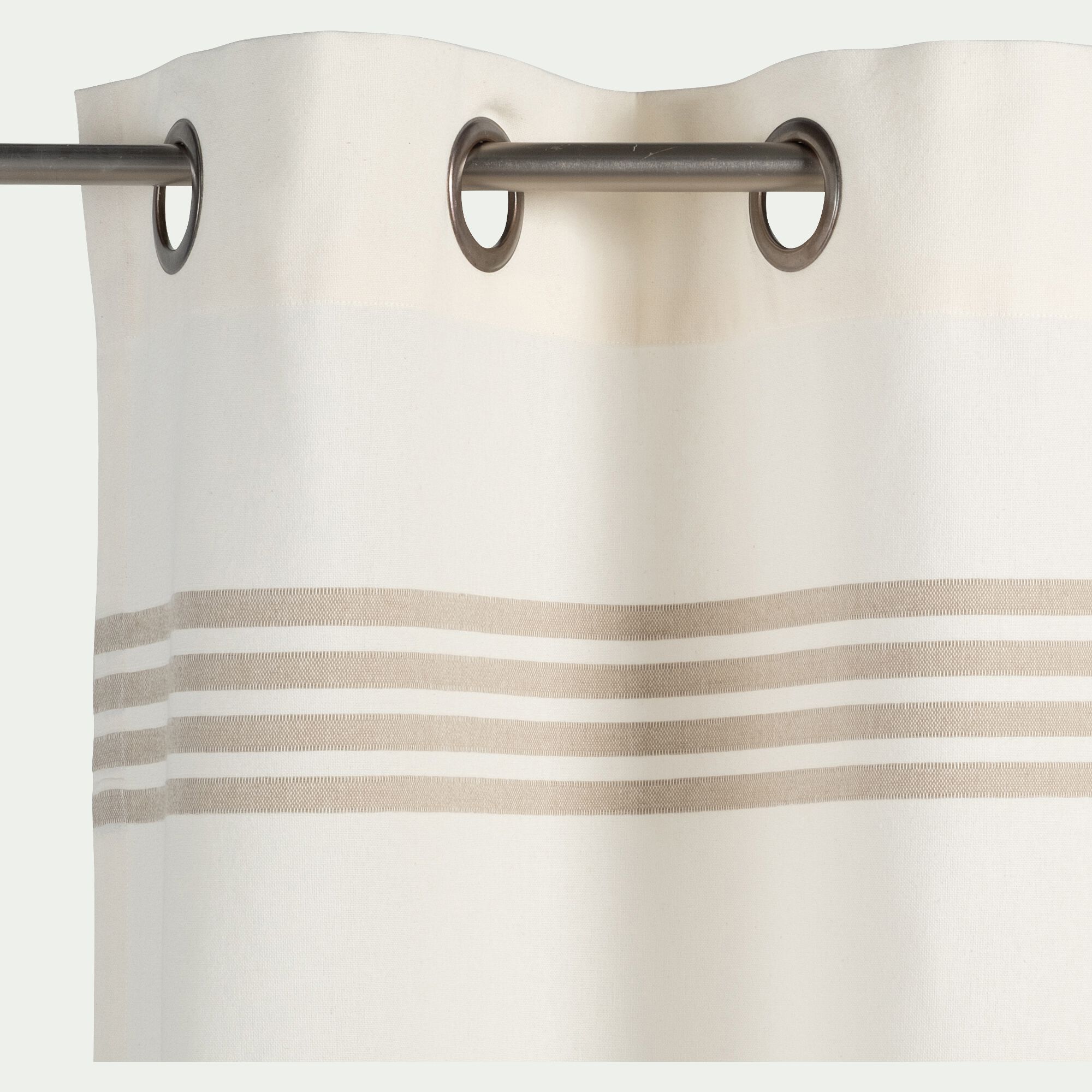 DINAN - Rideau à oeillets en coton à bande naturelle 140x250cm - beige