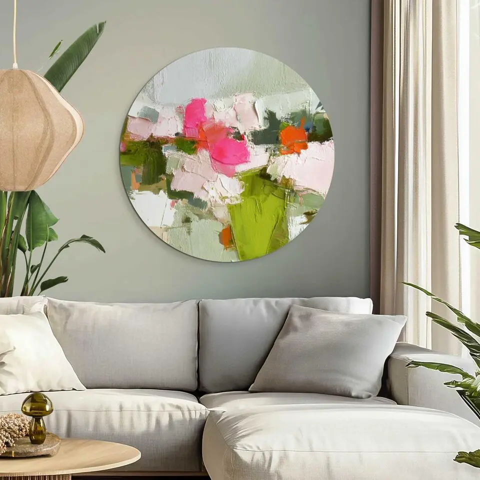 Glasschilderij Abstracte lente - &Oslash; 70 - Groen