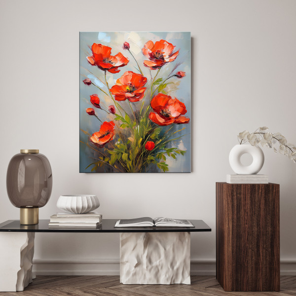 Feeby Obraz na płótnie, Czerwone Maki polne malowane 40x60