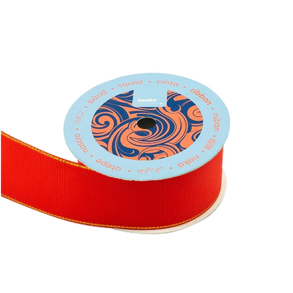 Makr Ribbon, Poppy Red Gold Edge GG- 38mmx3.6m