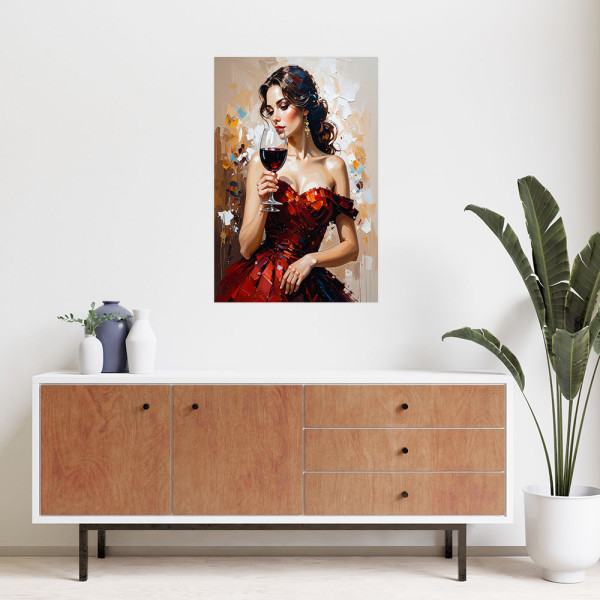 Naklejka samoprzylepna Feeby Dziewczyna z kieliszkiem wina 20x30
