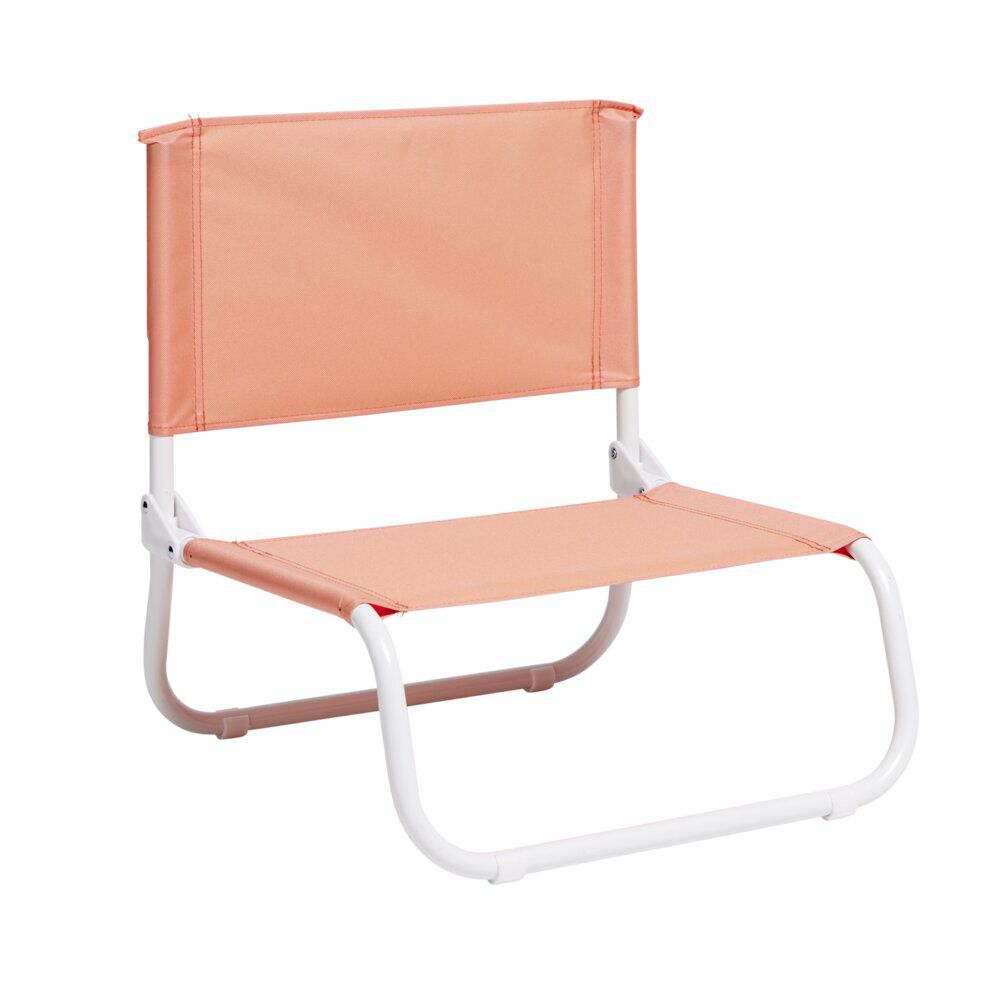 Chaise de plage acier et textilène rouge corail 44x42xH48cm