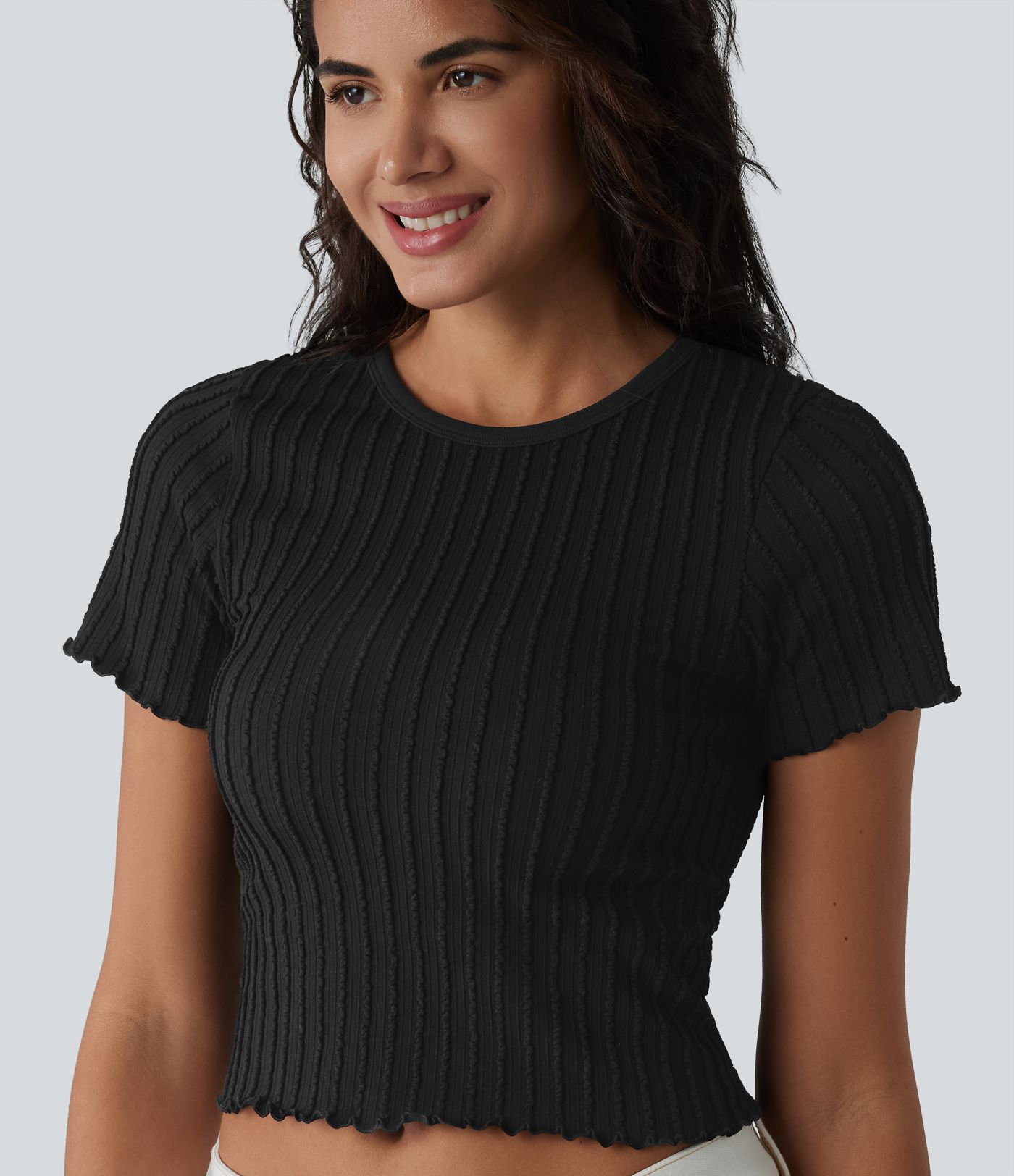 T-shirt crop décontracté OneForm Seamless Flow col rond manches courtes