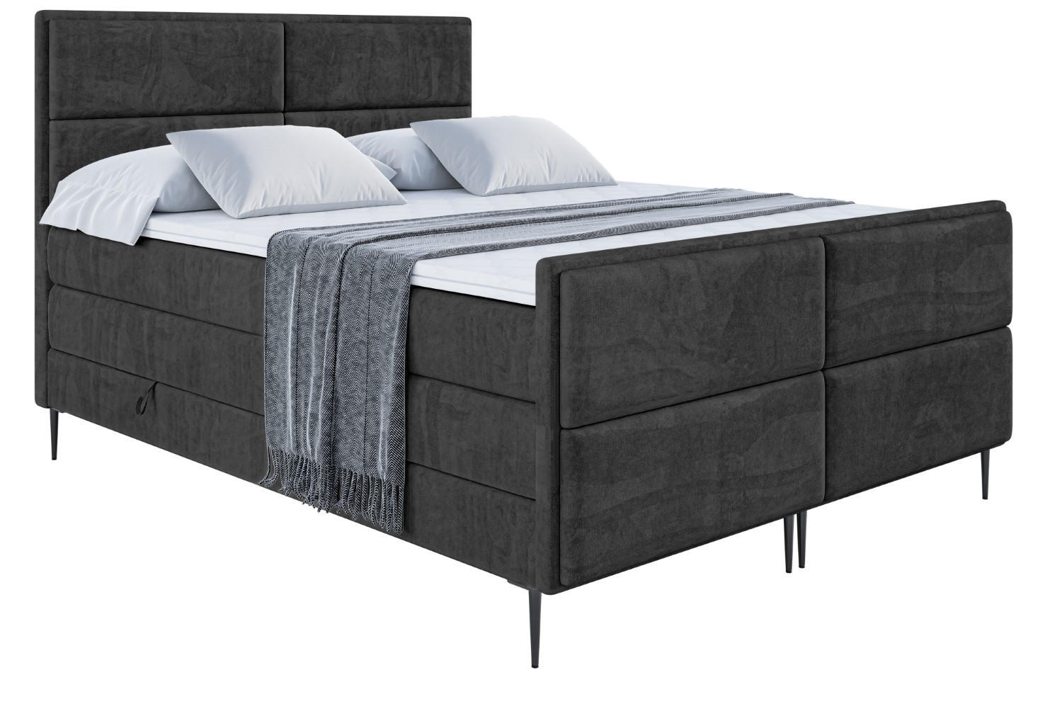 Łóżko kontynentalne - pojemnik, materac, nóżki AURA-FC-Z KING 120x200 cm