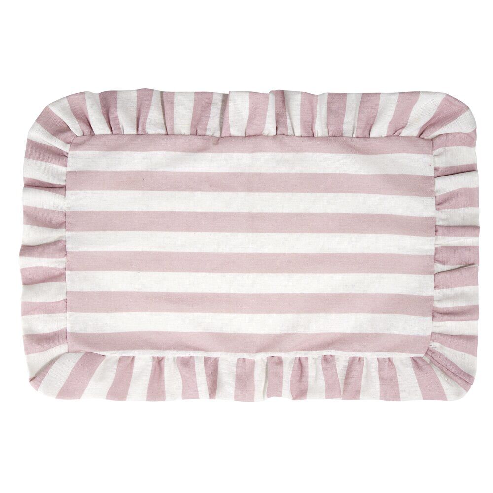 Set de table rectangulaire bord à volant motif rayure polycoton 30x45cm (3 modèles)
