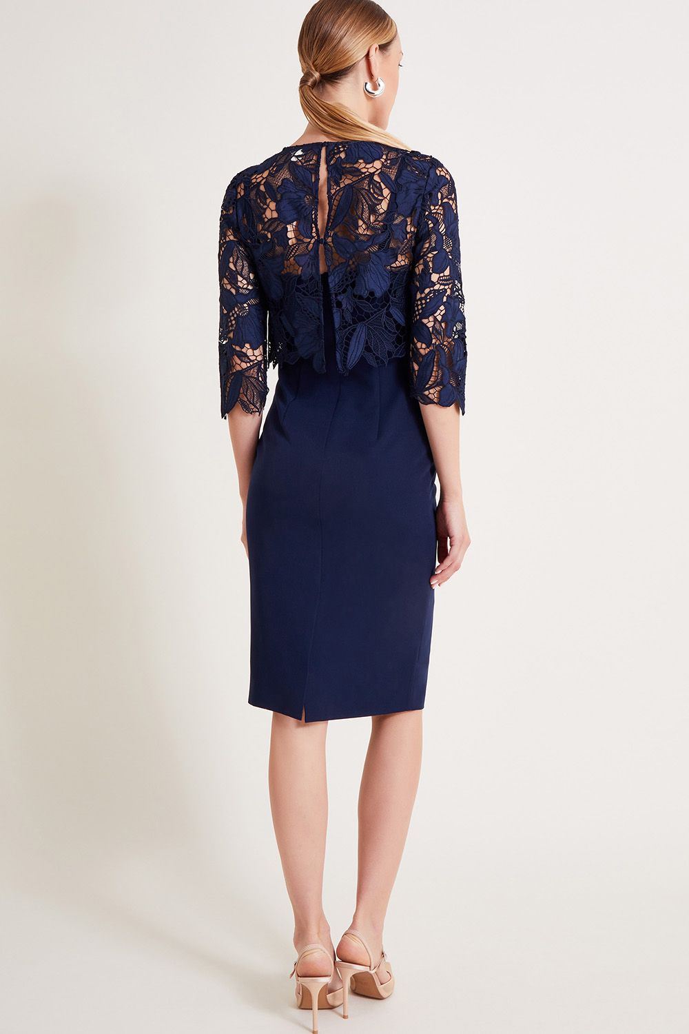 Monsoon Maya Lace Dress Blue