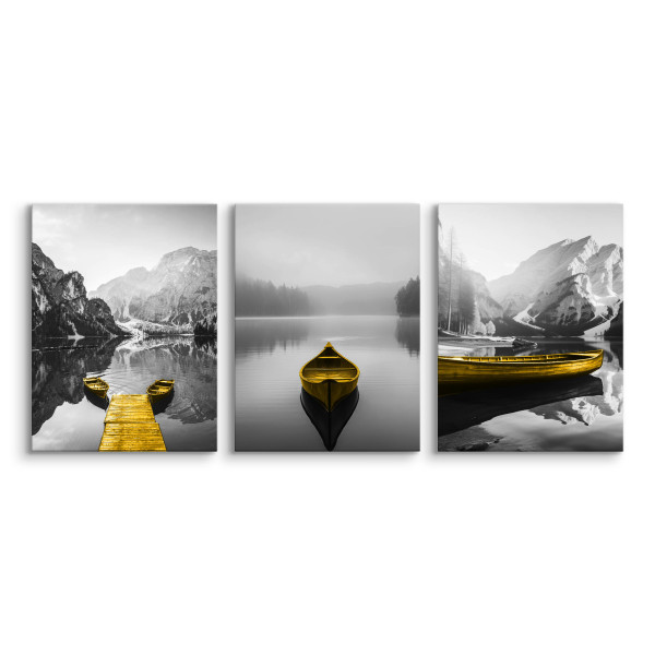 3x Obraz Set Krajobraz Górski Natura Jezioro Łódki Abstrakcja 30x40cm