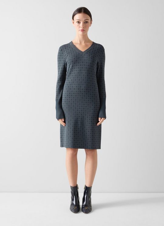 Sea Navy Multi Sweater Dress