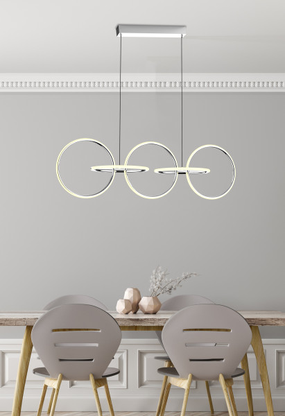 Lampa wisząca Kos chromowana-biała LED 5x60W Neutralna biel 2500lm Apeti