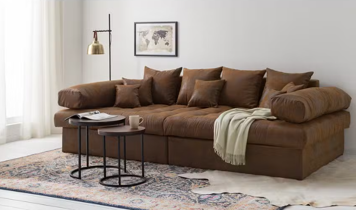 Ropez Naomi Sofa tkanina zamsz brązowy Gobi 03