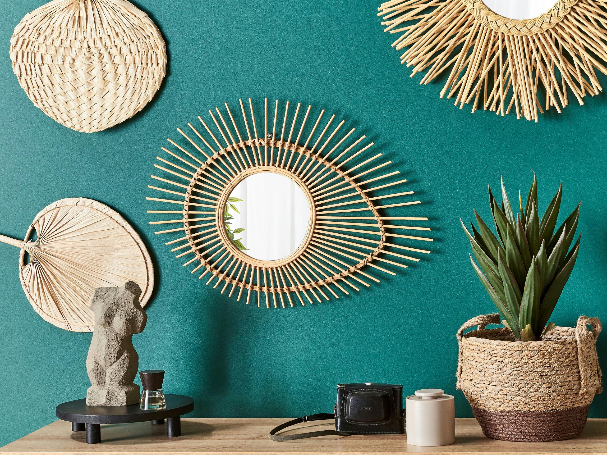 BARIO - Miroir en bois solide naturel 45x63