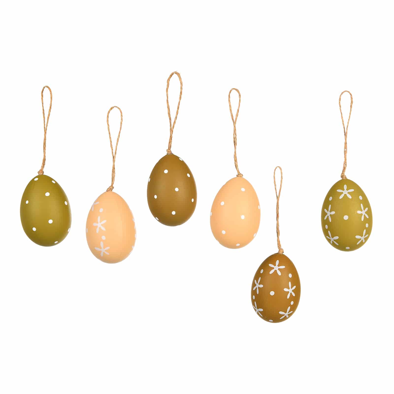 Deko-Anhänger-Set Ei Braun, ⌀ 5 cm, H 70 mm, 6 -tlg.
