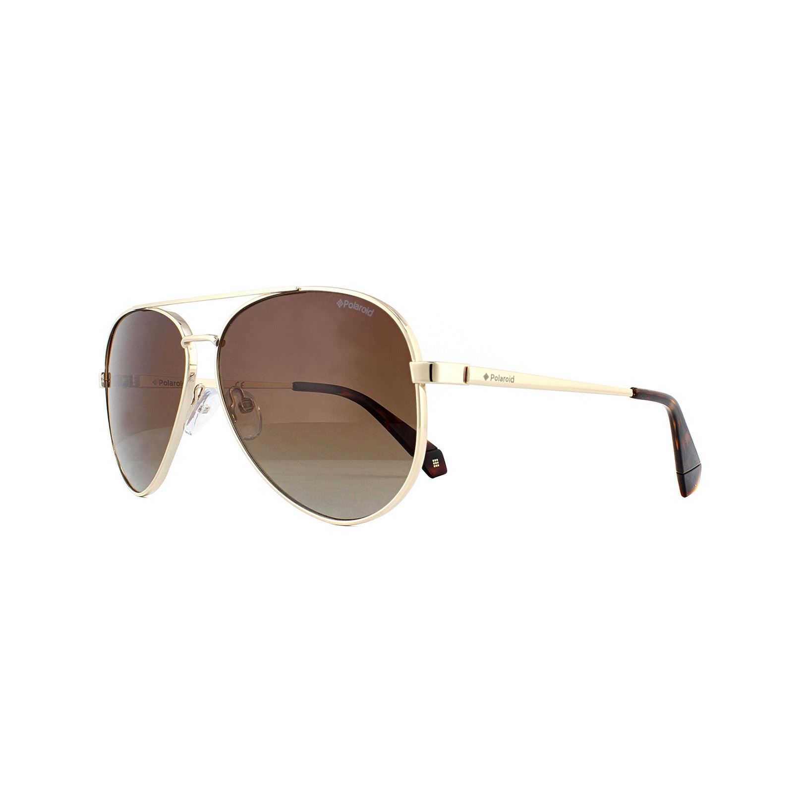Polaroid Aviator Gold Brown Gradient Polarized Sunglasses