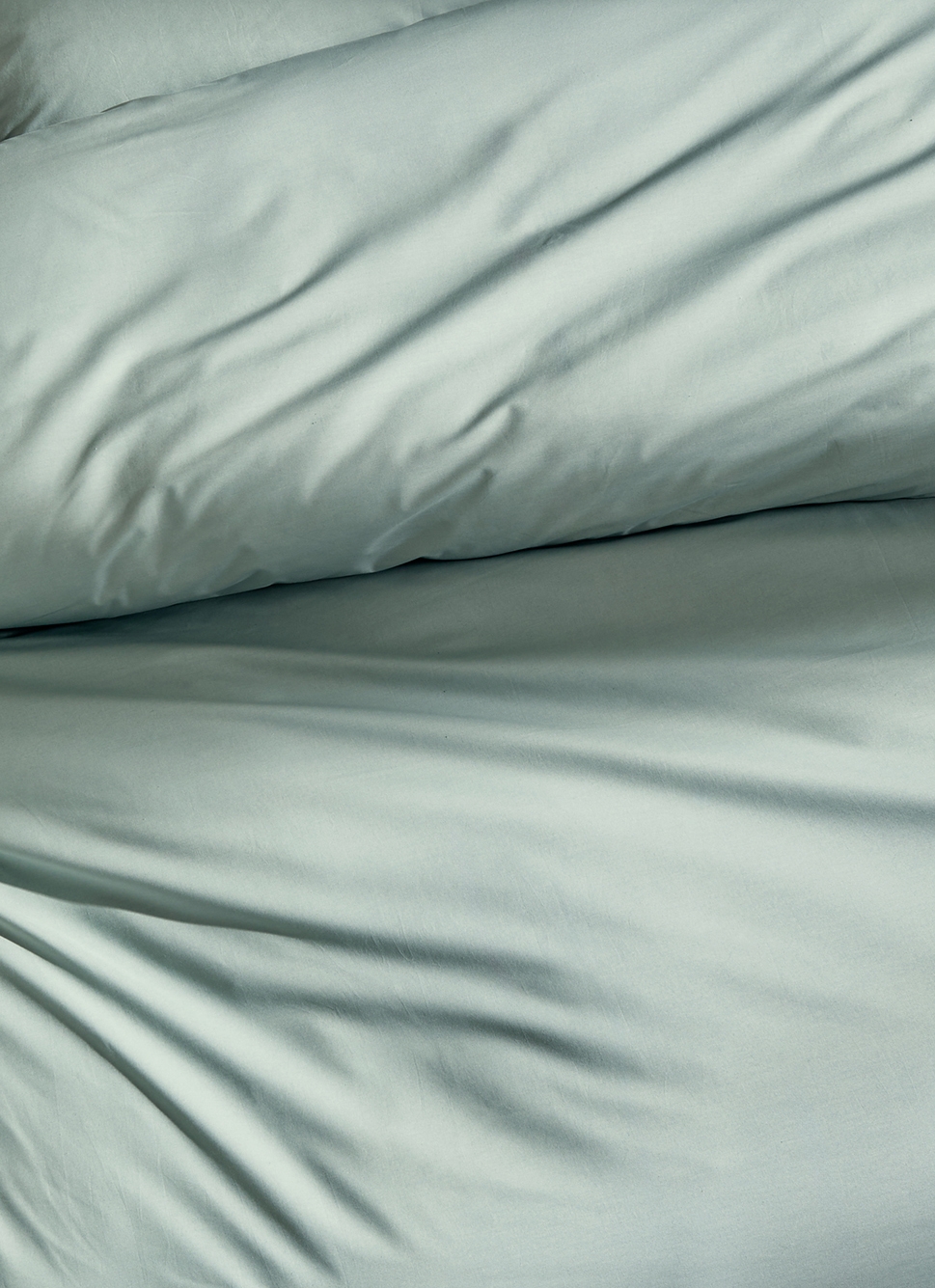 HOUSSE DE COUETTE UNIE EN PERCALE DE COTON VERT DE GRIS