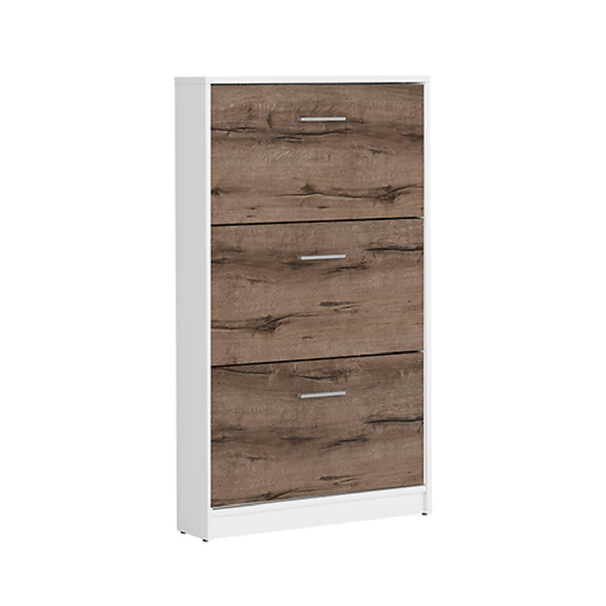 - Meuble chaussures 3 portes stratifiés naturel foncé et blanc