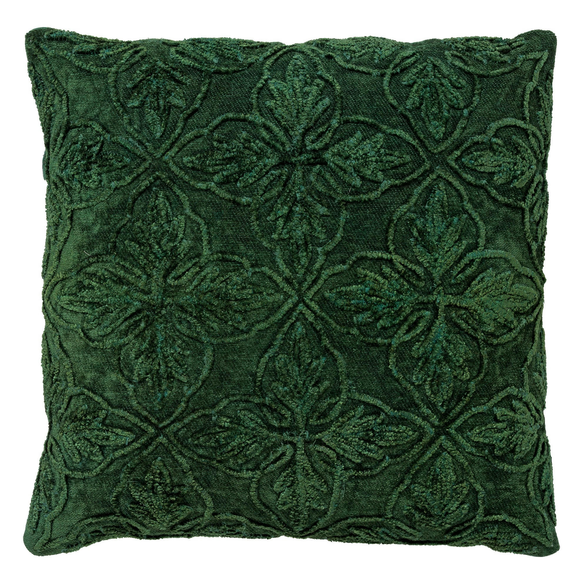 - Housse de coussin vert en coton-45x45 cm avec motif fleuri