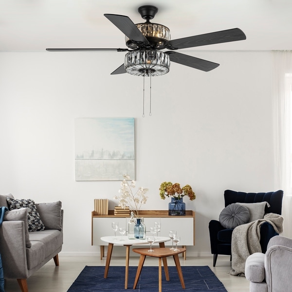 Silver Orchid Crystalline Caged Crystal Ceiling Fan - 52"L x 52"W x 18"H - 52"L x 52"W x 18"H