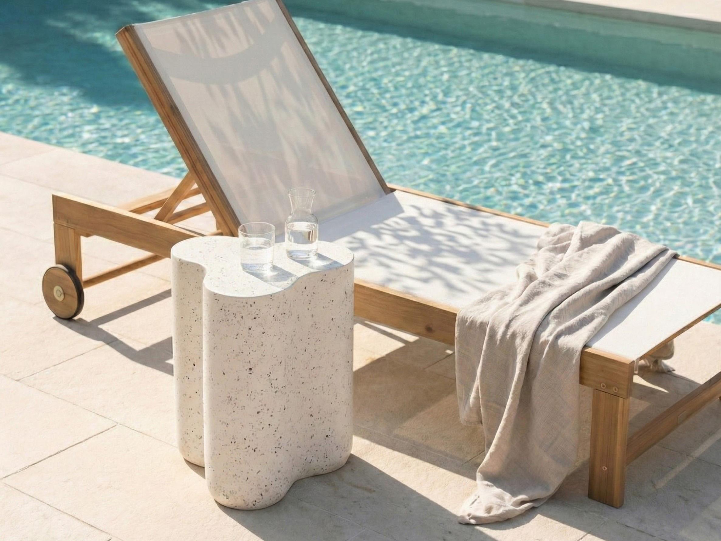 Side Table TELLARO 32 cm 37 cm Terrazzo Effect White Terrazzo