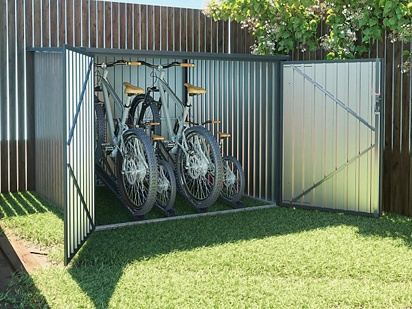 Abri à vélo métal en acier galvanisé effet bois 4 m² pour 4 vélos - NIKI